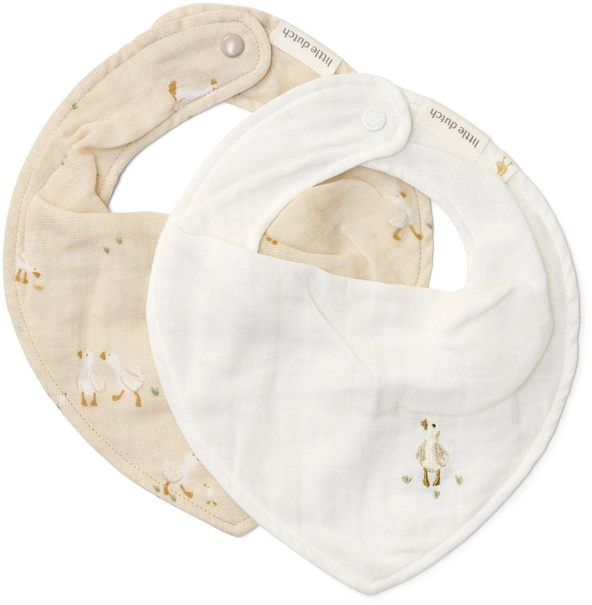 Little dutch 2-pack bandana slab - wit - newborn naturals - little goose