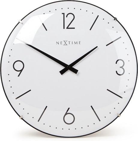 Nextime basic dome – wandklok – 35 cm – bol glas – wit