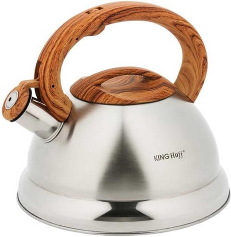 Kinghoff 3336 – Pfeifkessel – 3 Liter – Edelstahl – braun – mit Pfeife
