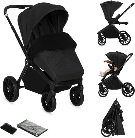 Lionelo Mika Plus Kinderwagen – All-Terrain-Räder – Leichtgewicht – verstellbarer Sitz – XXL-Verdeck mit UPF 50+ – kompakt faltbar – inklusive Zubehör
