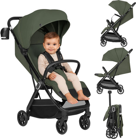 Lionelo Bess Buggy – ultrakompakter Kinderwagen 6 m – 22 kg – 7,5 kg leicht – automatisch mit einer Hand faltbar – XXL UPF50+ Verdeck – Liegeposition 83 cm – 5-Punkt-Magnetgurt – gefederte 360°-Räder – reisefreundlich