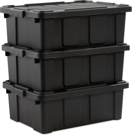 Iris Powerbox robuste Aufbewahrungsbox – 43 l – 100 % recycelter Kunststoff – schwarz – 3er-Set