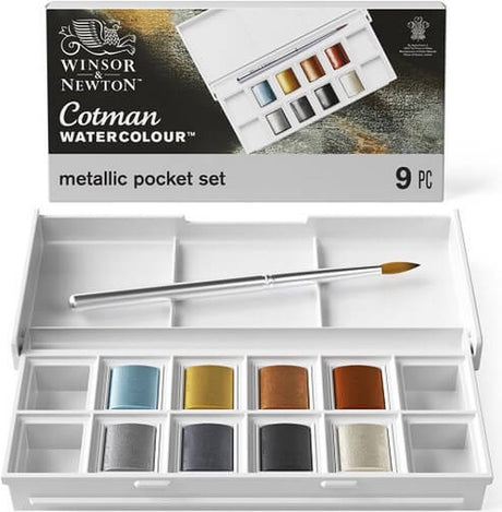 Winsor Newton Cotman Metallic Pocket Box Aquarell-Set, 8 Näpfchen