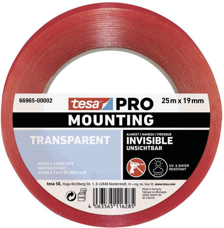 Tesa mounting pro transparent 66965-00002-00 montagetape transparant (l x b) 25 m x 19 mm 1 stuk(s)