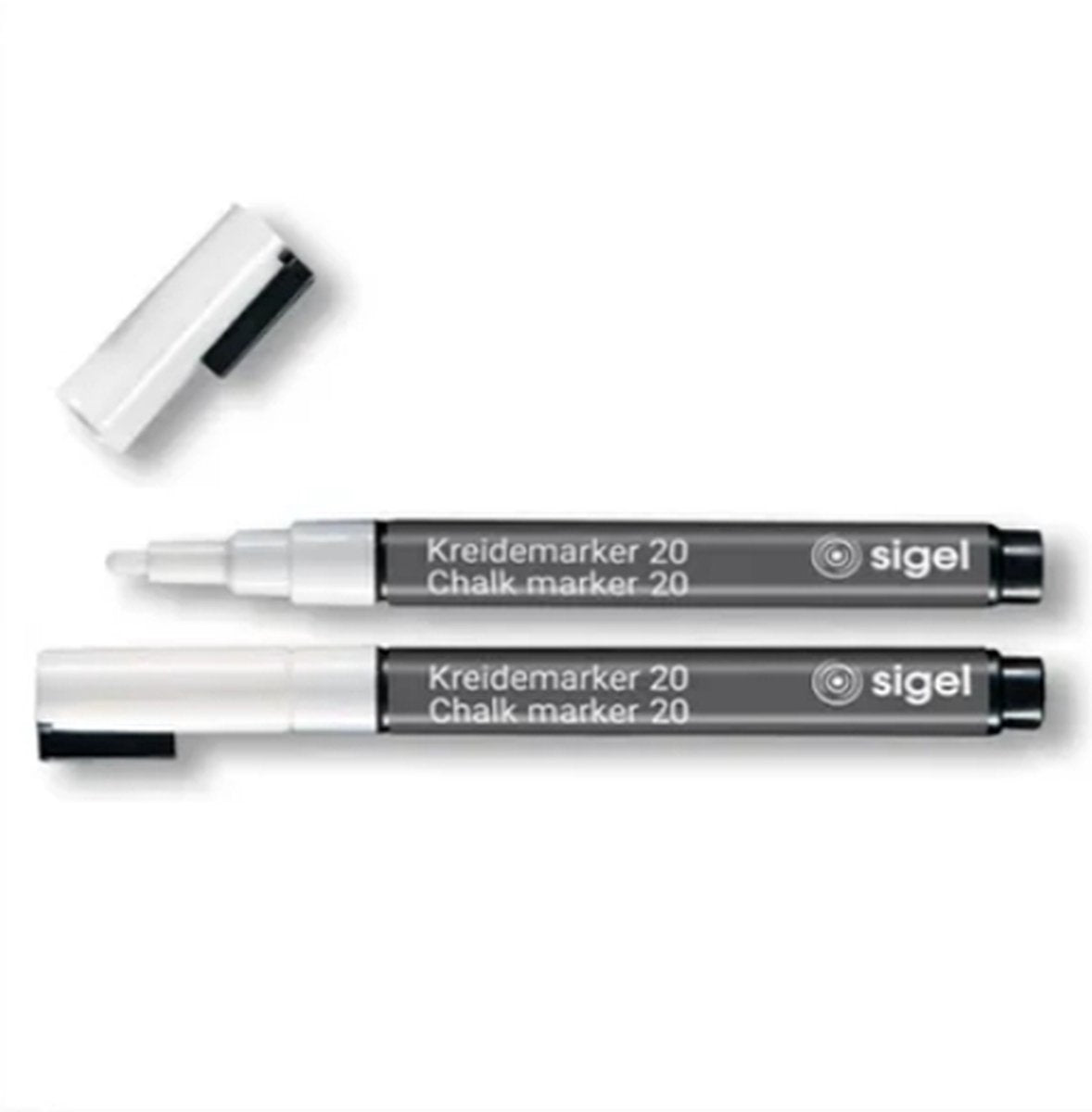 Markenloser Sans-Marque-Sigel-Kreidemarker – weiß – runde Spitze 1–2 mm – 2 Stück – si-ba178