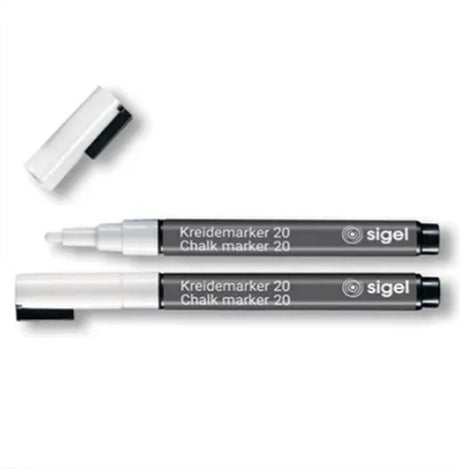 Markenloser Sans-Marque-Sigel-Kreidemarker – weiß – runde Spitze 1–2 mm – 2 Stück – si-ba178