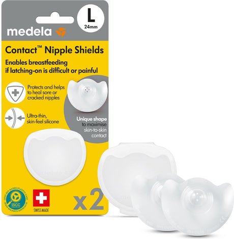 Medela Kontakt-Brusthütchen – Hilfe beim Stillen – Größe L – 24 mm – 2 Stück