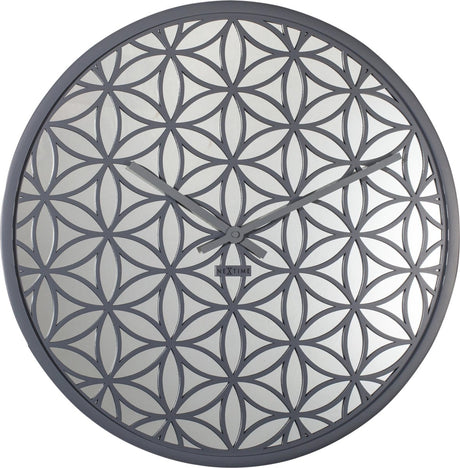 Nextime - wandklok - 50 cm - hout spiegel - grijs - 'bella mirror'