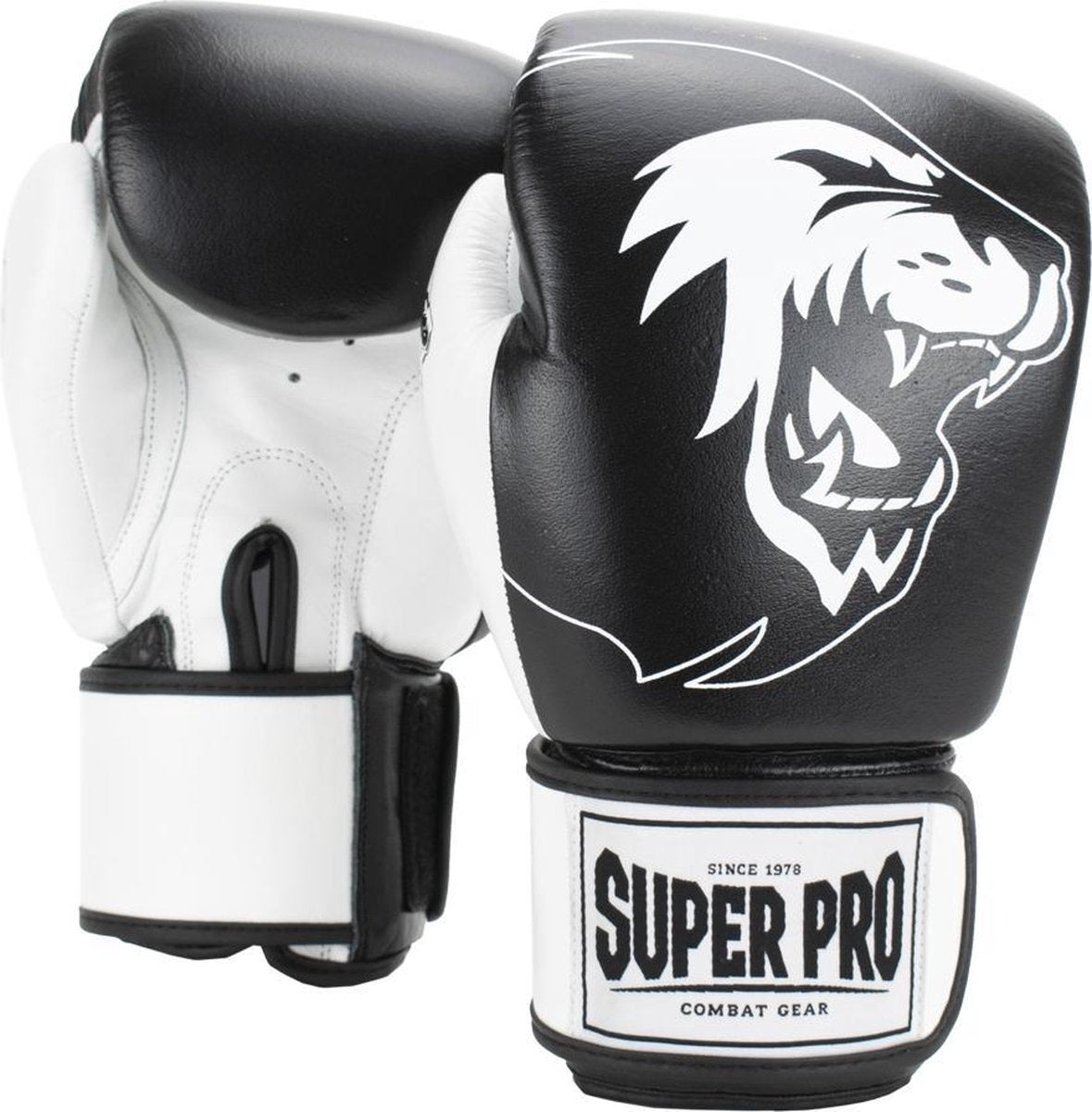Super pro combat gear undisputed bokszakhandschoenen leder zwart wit extra large