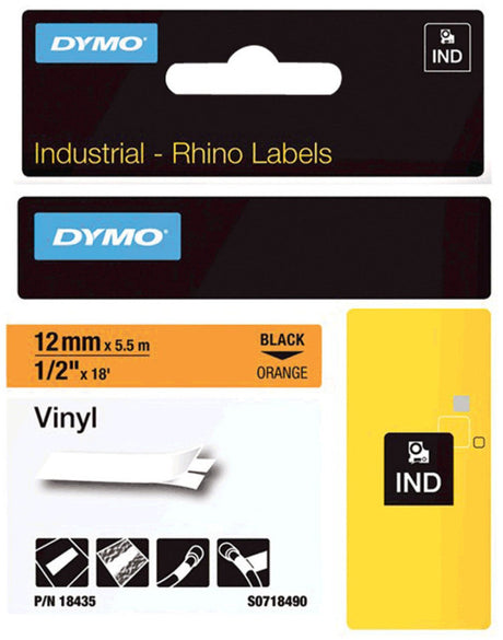 Dymo-Bänder Rhino-Vinyl, 12 x 5,5 mm, gelb