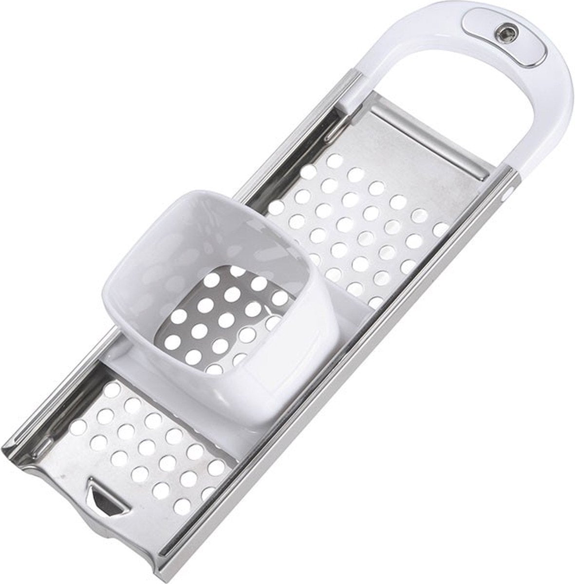 Westmark Spätzlehobel mit Teigschieber, Spätzlehobel geeignet für Kochtöpfe bis ø 24, Edelstahl Kunststoff, Knöpfle, Weiß Silber, 61122270