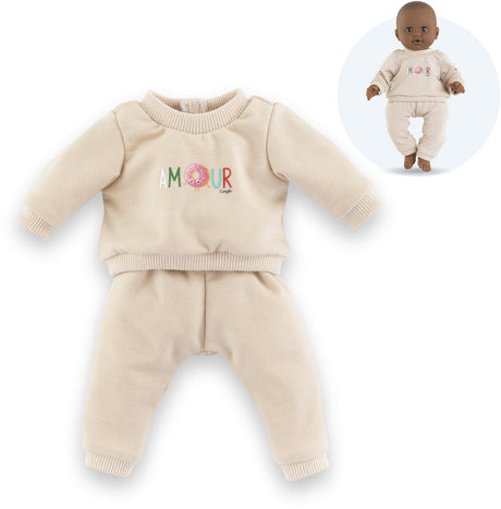Beigefarbener Trainingsanzug von Corolle für Babypuppe, 36 cm