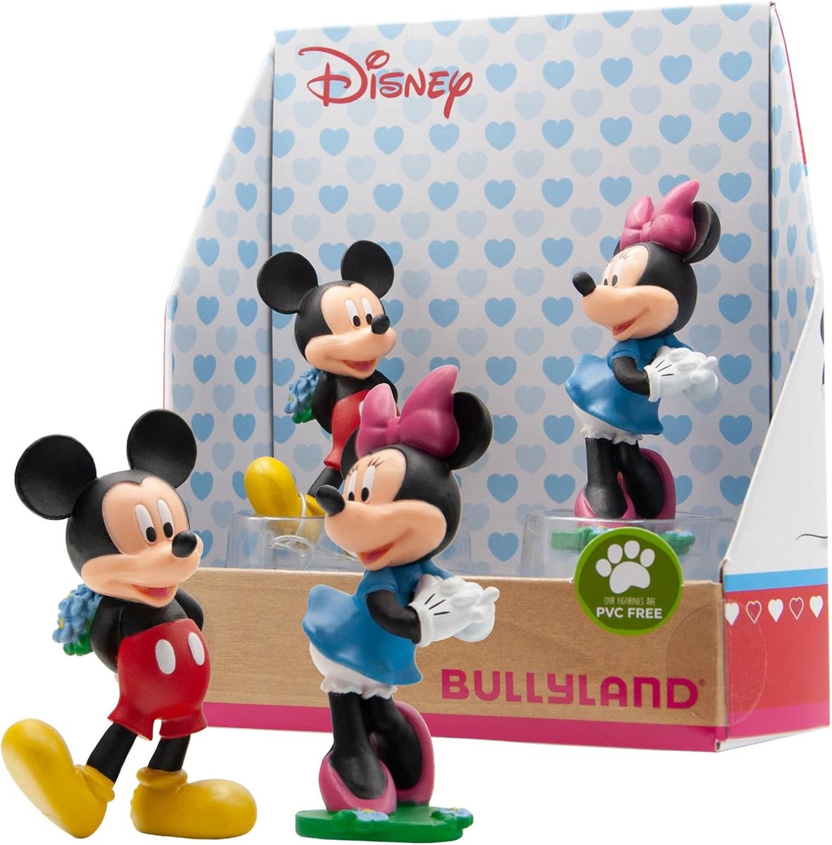 Bullyland 15077 – Disney Mickey Minnie Valentine Spielfiguren-Set – naturgetreues und detailliertes Design – ideal als Tortenfigur, Sammlerstück oder fröhliches Geschenk für Kinder ab 3 Jahren