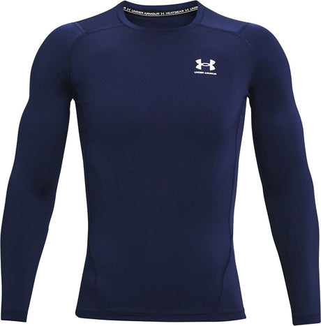 Under Armour UA HG Armour Comp LS-Blu Herren-Sportshirt – Midnight Navy – Weiß