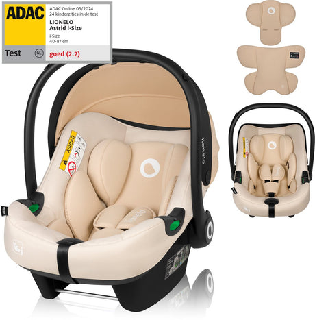 Lionelo Astrid i-Size-Autositz – ADAC 5-Sterne – 40–87 cm – RWF – Memory-Schaum – verstellbare Kopfstütze (7 cm) – Holmbergs-Gurte – kompatibel mit Kinderwagen mit Isofix-Basis – i-Size-Standard – lichtecht