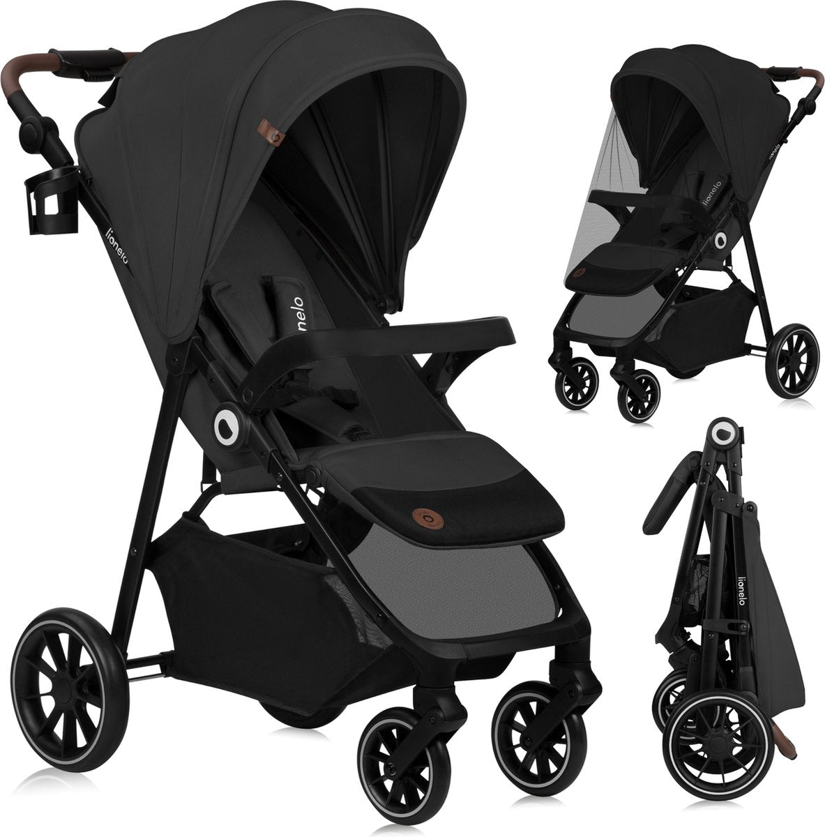 Lionelo emma one buggy en kinderwagen tot 22 kg – xxl kapje – eva wielen – lichtgewicht en onderhoudsvrij – verstelbare rugleuning – eénhandig inklapbaar – verstelbare duwstang – centrale voetrem – 5-punts veiligheidsgordel – stadswandelwagen