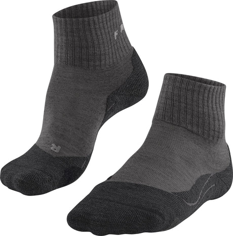 Falke TK2 Wool Short Anti-Blister Wandersocken aus dickem Woll-Funktionsmaterial Damen Grau – Größe 35-36