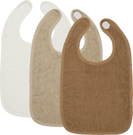 Meyco Baby-Uni-Lätzchen – 3er-Pack – Frottee – gebrochenes Sand-Toffee