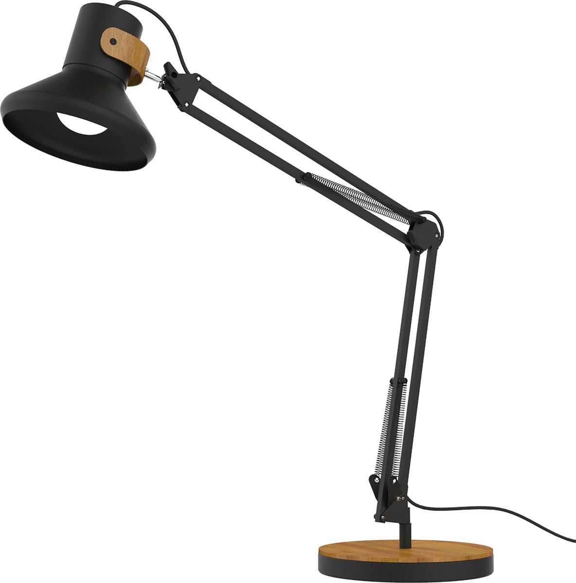 Unilux Schreibtischlampe mit schwenkbarem Arm Baya LED aus schwarzem Bambus. (1x 12,6 W E27 LED-Leuchtmittel im Lieferumfang enthalten)