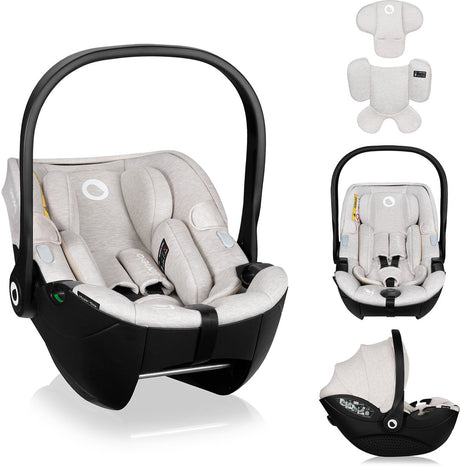 Lionelo Moxie i-Size – Autositz-Babytrage ab der Geburt – 40–87 cm – rückwärtsgerichtet (rwf) – Bambusstoff – Dri-Seat – leicht 4,3 kg – Isofix-kompatibel – Memory-Schaum – Magnetgurte – Sonnendach – verstellbare Kopfstütze