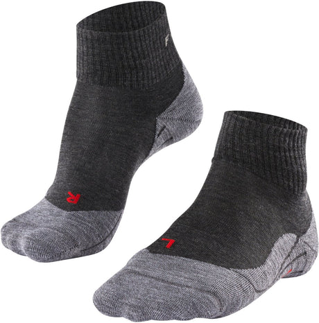 Falke TK5 kurze Anti-Blasen-Wandersocken aus dünnem Woll-Funktionsmaterial Damen Grau – Größe 37-38