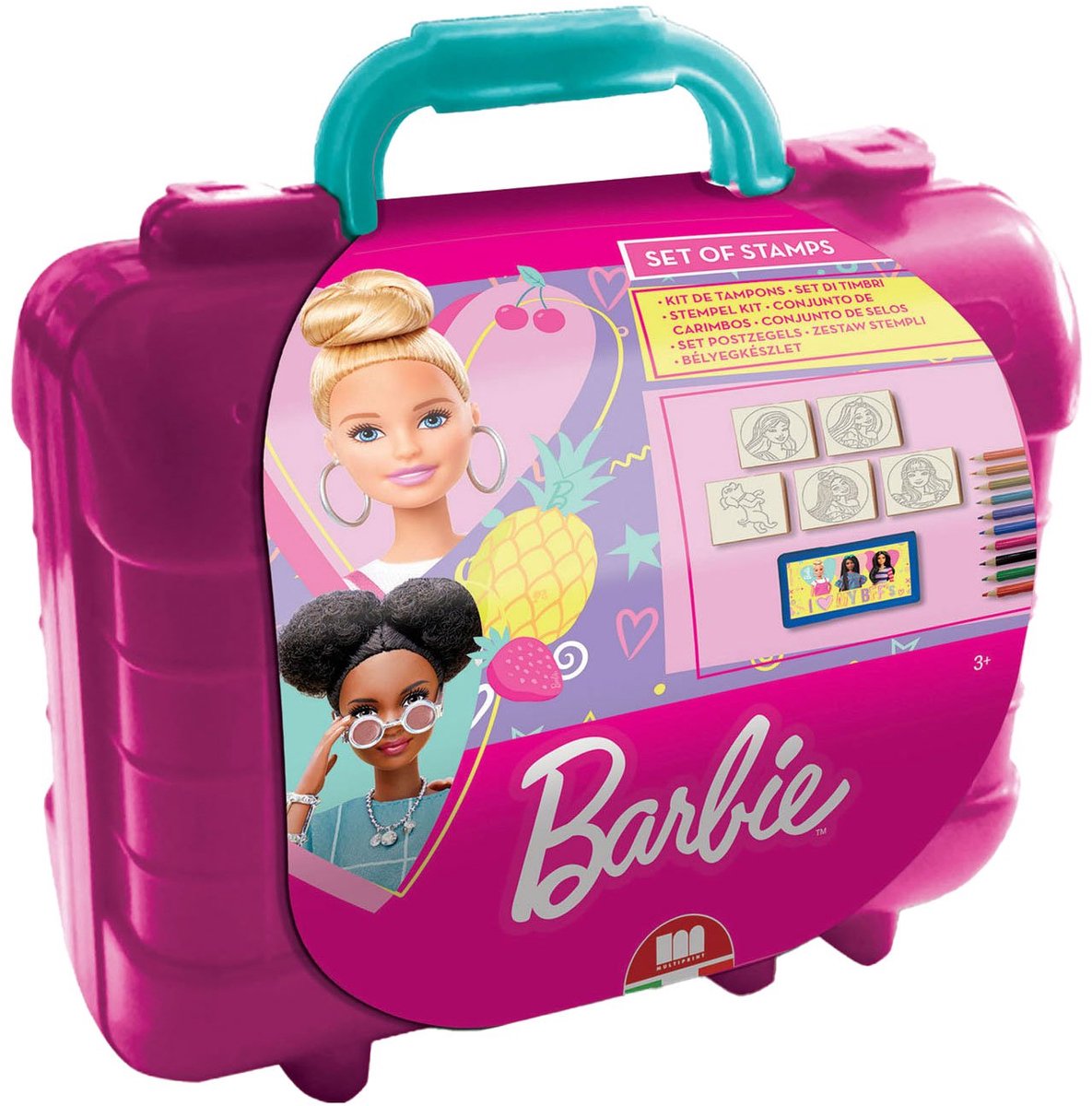 Multiplin -Barbie -Reisenstempel und Farbkoffer