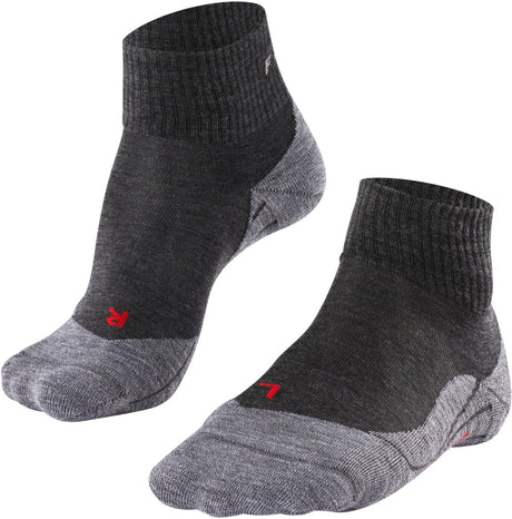 Falke TK5 kurze Anti-Blasen-Wandersocken aus dünnem Woll-Funktionsmaterial Damen Grau - Größe 35-36