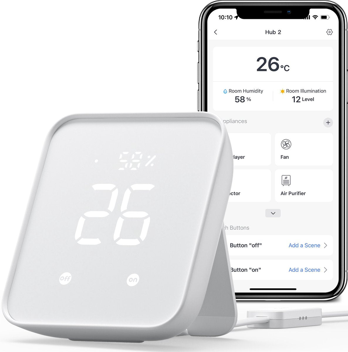 Switchbot Hub 2 – verwandeln Sie Ihr Mobiltelefon in eine Fernbedienung – intelligentes WLAN-Hygrometer – unterstützt Materie