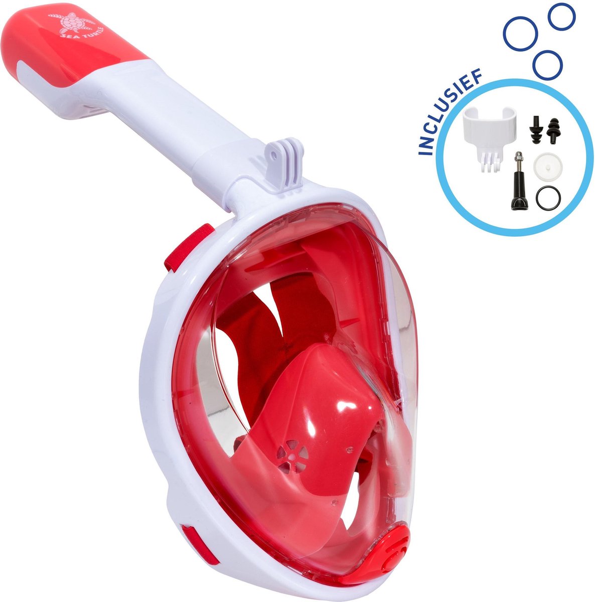 Meeresschildkröten-Schnorchelmaske – Schnorchel – Taucherbrille – Schnorchelset – Vollgesichtsmaske – Erwachsene – weiße Koralle – S m