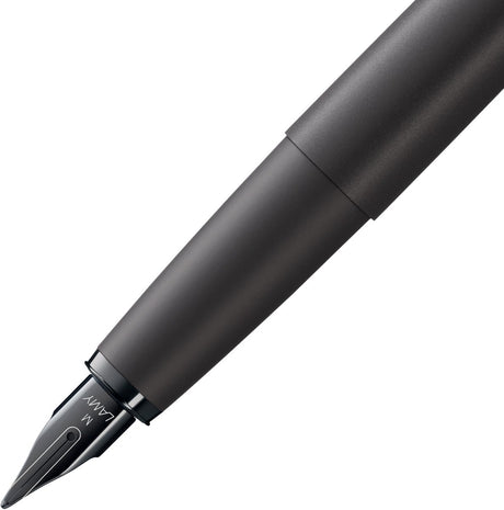 Lamy Studio lx-all-black Füllfederhalter – universeller Füllfederhalter im eleganten Ganzmetallgehäuse – mit Propellerclip und Stahlfeder in der Größe F – inklusive T 10-Tintenpatrone blau