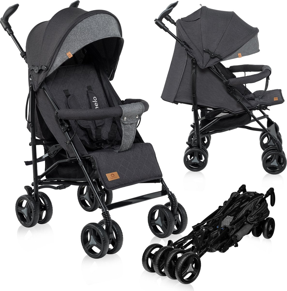 Lionelo Irma – Buggy – Kinderwagen – robuster und leichter 7 kg Kinderwagen – geeignet für Kinder bis 15 kg – gefederte Räder – 360° – von 6 Monaten bis 5 Jahren – Aufbewahrungskorb – verstellbarer Griff – Schnellfaltsystem – kompakte Größe – Moskitonetz