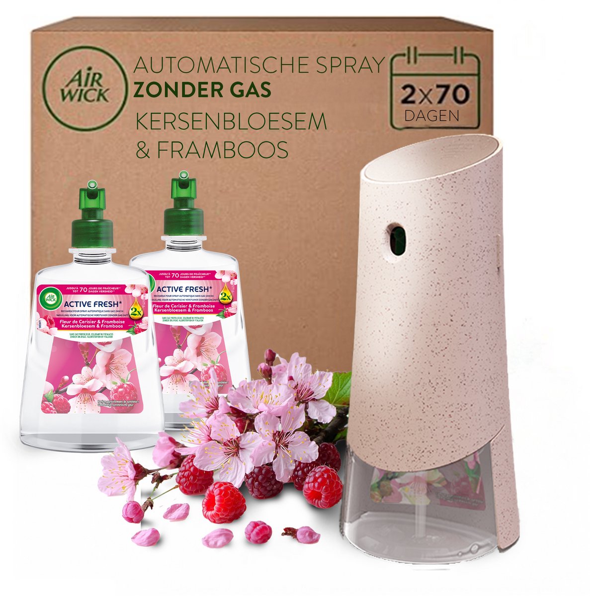 Air Wick – Aktiver Frischlufterfrischer Starter-Set Kirschblüte + 2 Nachfüllungen