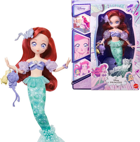 Mattel disney collector prinses zeemeermin ariël - mangapop en accessoires - beweegbaar en verzamelobject