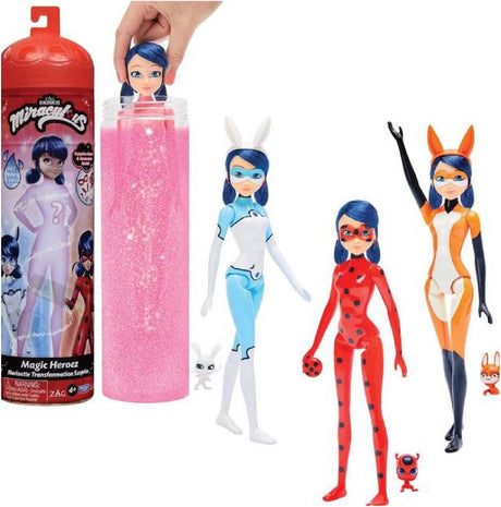 Bandai – Miraculous Ladybug – Marinette Farbwechsel-Überraschungspuppe – bewegliche Miraculous-Puppe 26 cm + 3 Überraschungen – Farbwechsel-Puppe – zufälliges Modell – Kinderspielzeug ab 4 Jahren – P50390