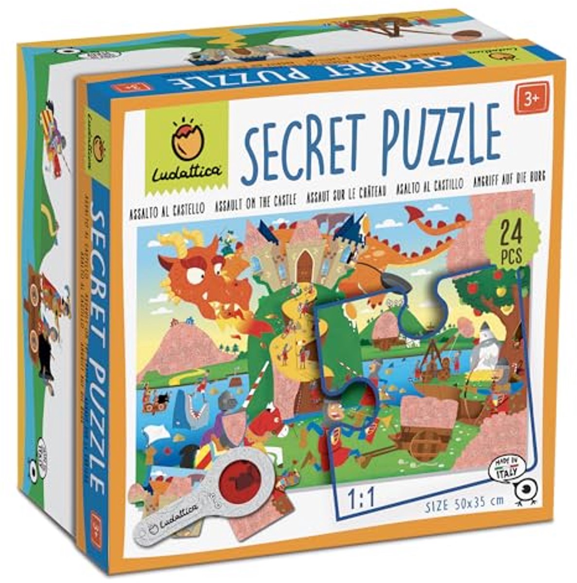 Ludattica Puzzle Castle – Lernspiel für Kinder, 24 Teile aus Pappe.
