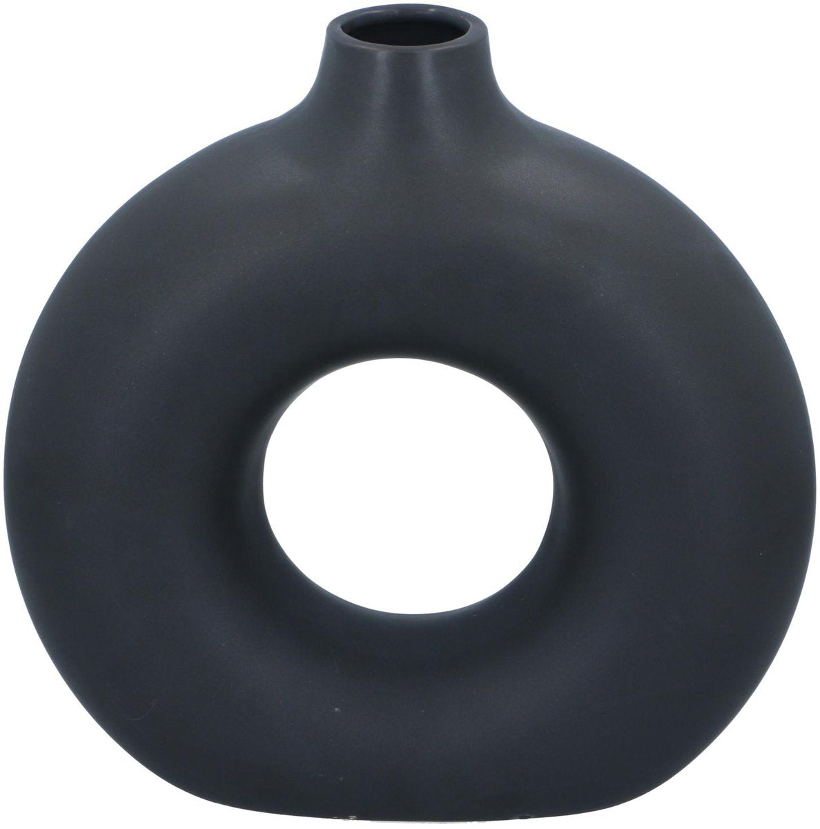 Arti casa decoratieve vaas rond met open midden - zwarte vaas voor interieur decoratie - moderne vaas voor bloemen of accessoires - 31 x 10.5 x 31 cm - zwart