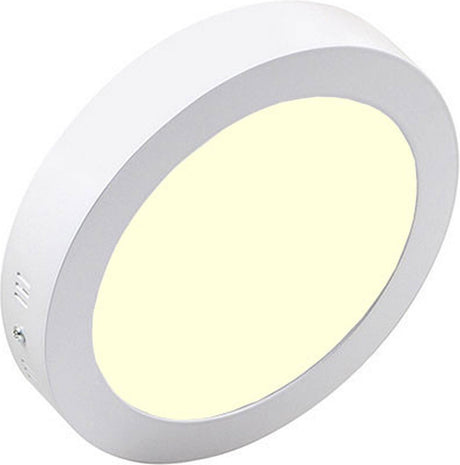 Ecobright LED-Downlight – Aufbaurund 18 W – Warmweiß 3000 K – mattweißes Aluminium – ø225 mm