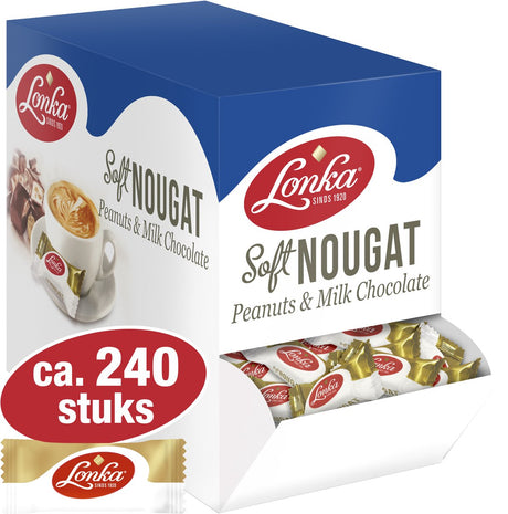 Lonka Nougat Milchschokolade Erdnuss – einzeln verpackt – Karton mit 2,57 kg