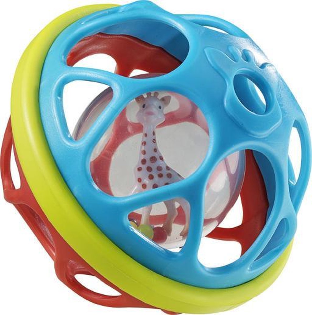Sophie die Giraffe Rasselspielzeugball – Spielzeugball – Babyspielzeug – ab 3 Monaten – ø11 cm – rot grün blau