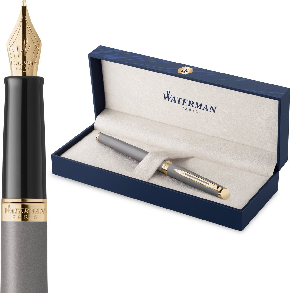 Waterman Hemisphère-Füllfederhalter | die subtile Version | steingrau | mittlere Feder aus Edelstahl | mit Geschenkbox