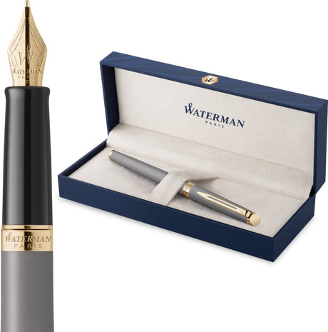 Waterman Hemisphère-Füllfederhalter | die subtile Version | steingrau | mittlere Feder aus Edelstahl | mit Geschenkbox