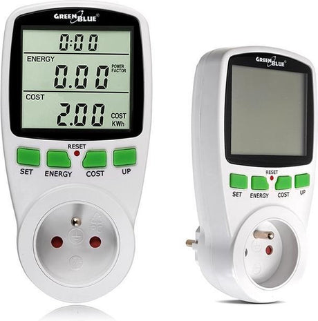 Greenblue GB202 – Leistungsmesser, Wattmeter-Anzeige, Messzeit mit Erdungsstift