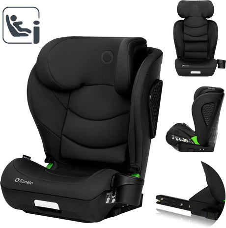 Lionelo Neal i-size – Autositz 100–150 cm – ISOFIX oder Autosicherheitsgurt – verstellbare Kopfstütze (10 Positionen) – neigbare Rückenlehne (4 Positionen) – Seitenaufprallschutz – Getränkehalter – EPP-EPS-Schaum – abnehmbarer Bezug – bequem, universell