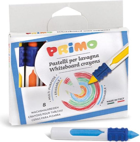 Primo - 8 Wachsmalstifte radierbar mit Griff ø9x80mm in Box