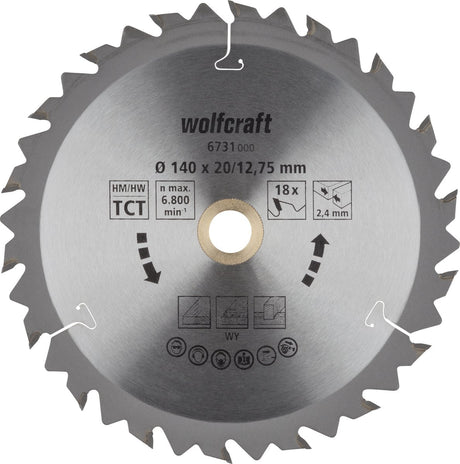Wolfcraft - Kreissägeblatt 140x12,75mm - 18 Zähne - Sägeblatt für Kreissäge - braune Serie - 6731000