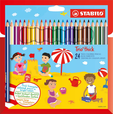 Stabilo Trio dick – dreieckige Buntstifte mit extra dicker Mine 4,2 mm – Etui mit 24 Farben