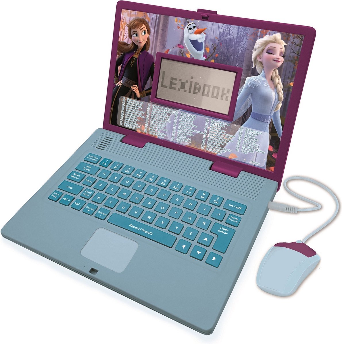 Lexibook Frozen zweisprachiger Lernlaptop – 124 Aktivitäten auf Englisch Spanisch