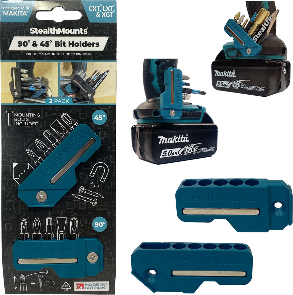 Stealthmounts 4590 Bithalter für Makita | blau | 2 Stück - bh-mk-4590-blu