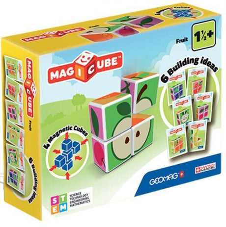 Geomag Magicube Obst recycelt – magnetische Bausteine mit Obstmotiv – 4-teilig – ab 3 Jahren
