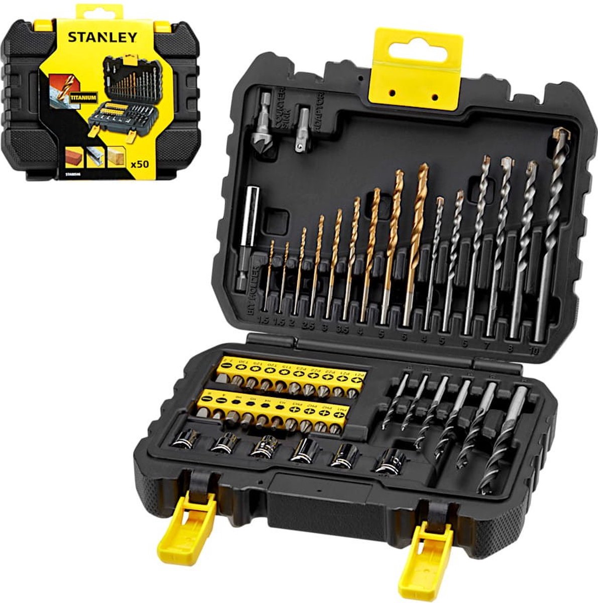 Stanley-Zubehör – 50-teiliges Bohrer-Set, Schraubendreher-Bits und Stecknüsse sta88546-xj